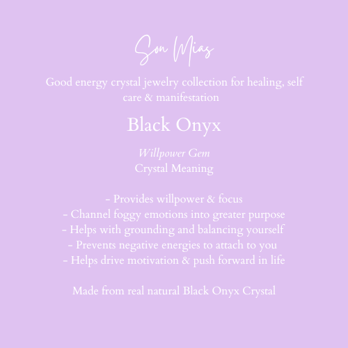 Dainty Black Onyx Crystal Initial Necklace
