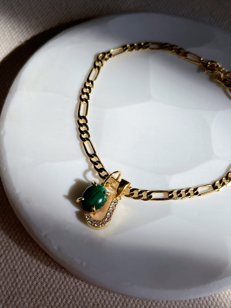 Malachite Crystal Initial Bracelet
