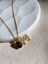 Dainty Tiger Eye Crystal Initial Necklace