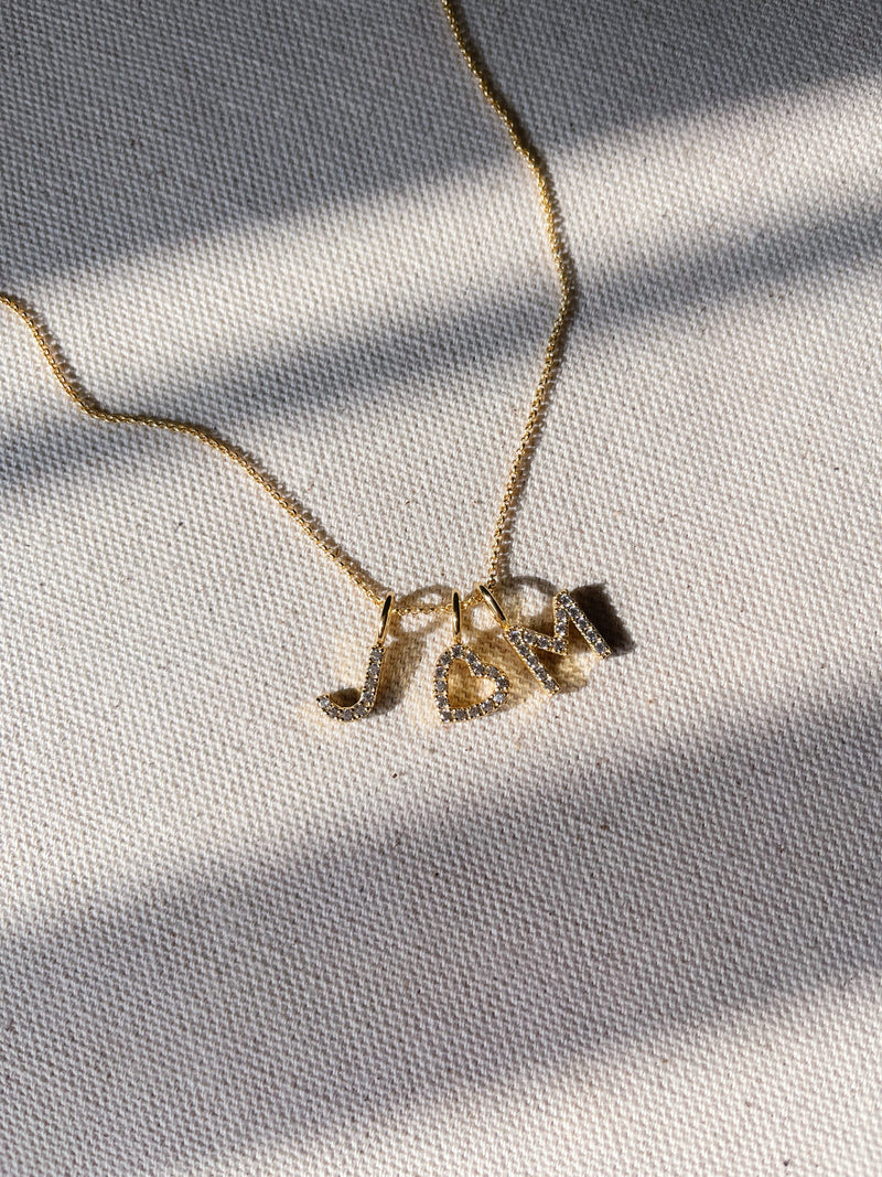 Heart Initial Diamonds (Two Initial)